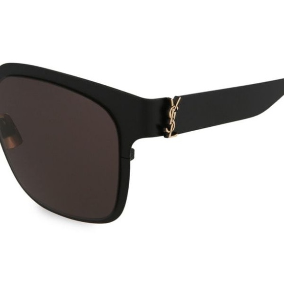 Saint Laurent Black Gold 52mm Rectangular Sunglasses Metal Matte Black - Picture 5 of 11